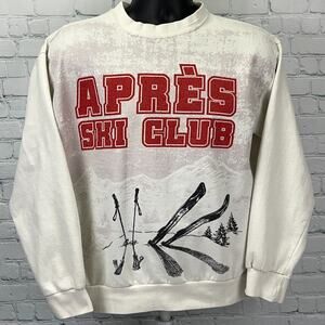 Apres Ski Club Sweatshirt Chemistry Skiing Skier Crewneck White Womens L Large